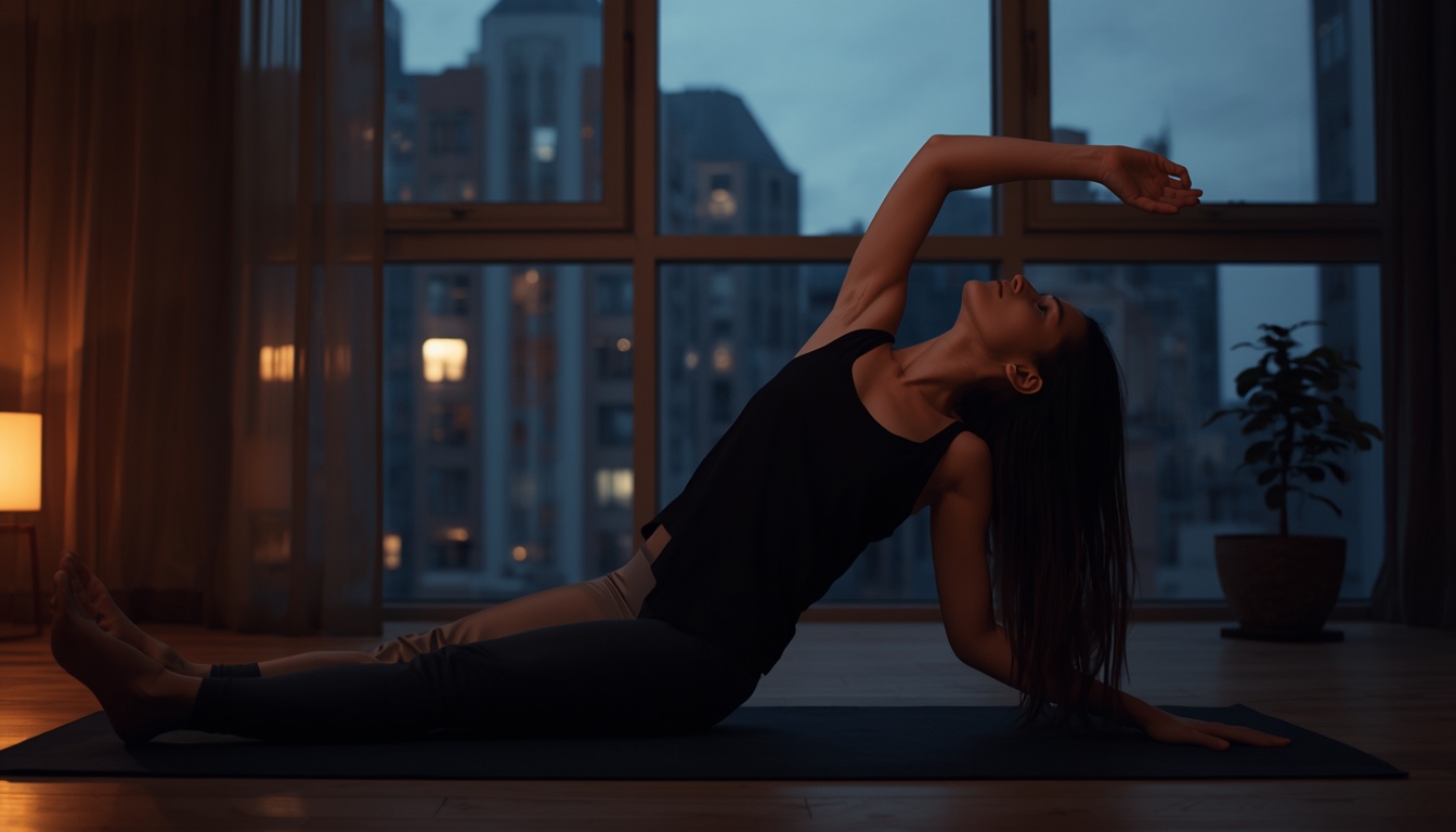 Evening unwind posture stretch for relaxation after work